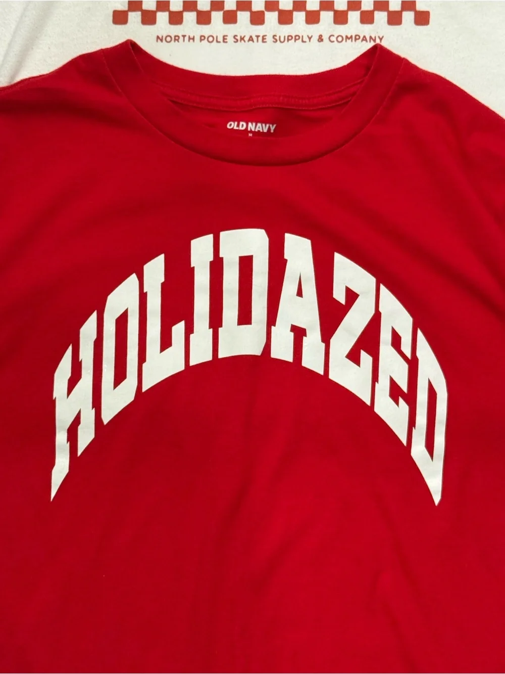 Old Navy Red & White Holiday Graphic Tees